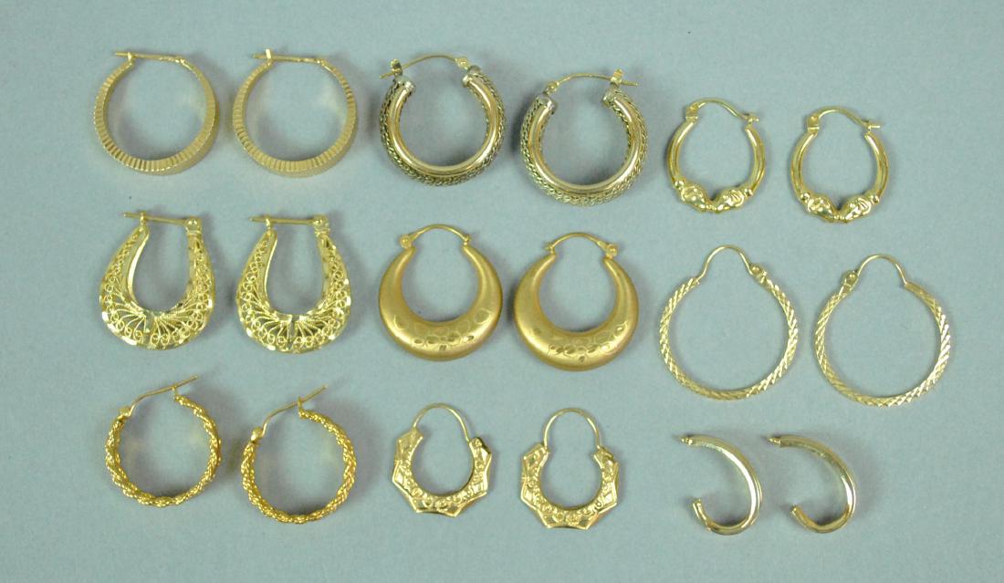 (8) PAIRS 14K HOLLOW GOLD HOOP EARRINGS (1 of 1)