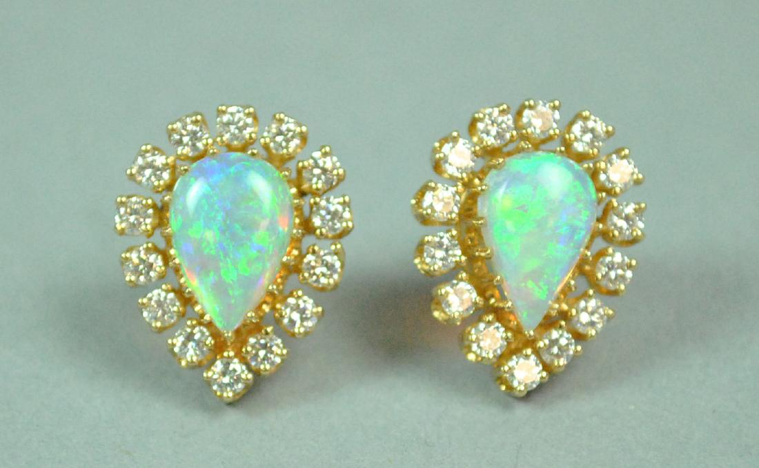 14K OPAL & DIAMOND EARRINGS (1 of 2)