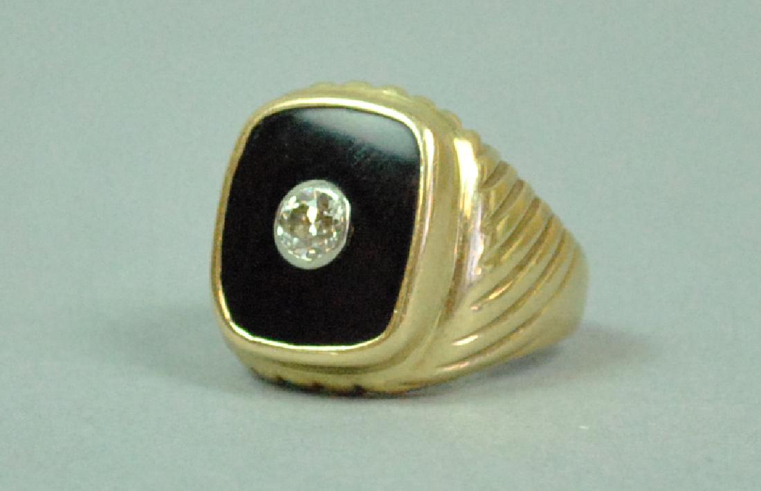 GENTS 14K ONYX & DIAMOND RING (1 of 4)