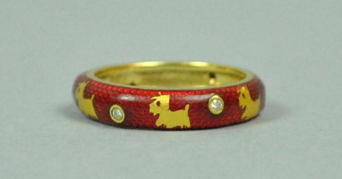 HIDALGO 18K DIAMOND & ENAMEL SCOTTY RING (1 of 2)