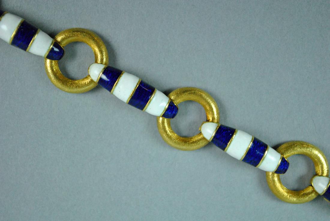18K ITALIAN BLUE & WHITE ENAMELED BRACELET (1 of 5)