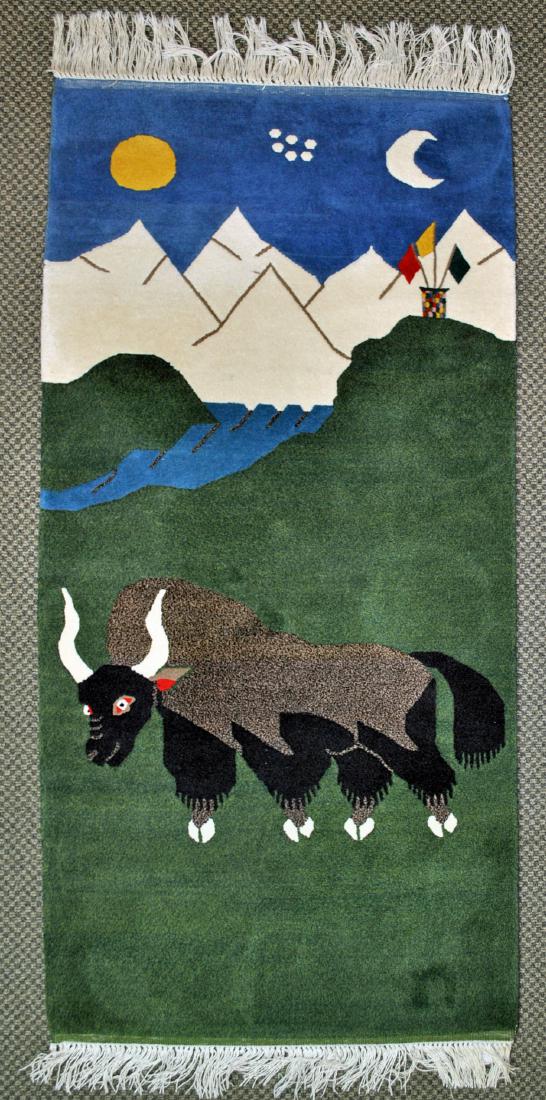 INDIAN PICTORIAL WOOL RUG, 6.1 X 3.0 (1 of 3)