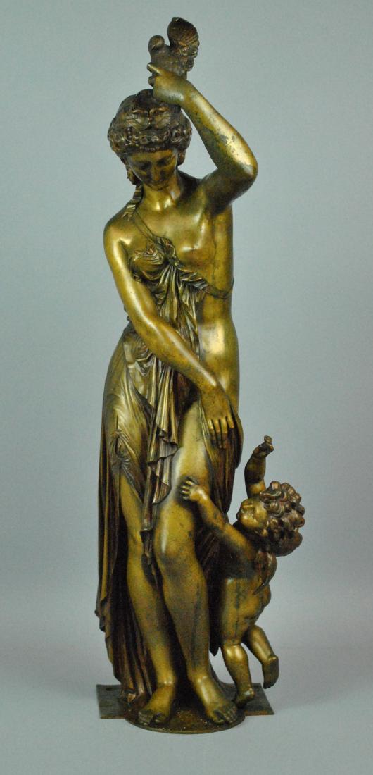 AFTER JEAN BULIO (French, 1827-1911): 19thC., 'Venus et Cupidon', bronze, unsigned, missing base, 26in.