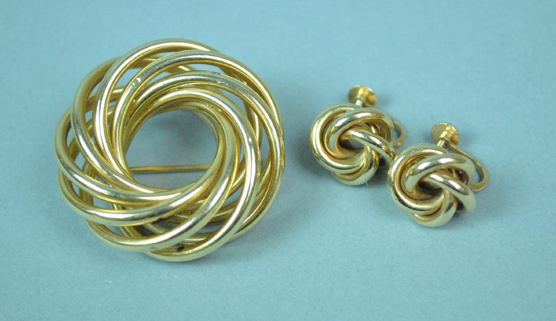 14K SWIRL BROOCH AND TIFFANY & CO. EARRINGS (1 of 3)