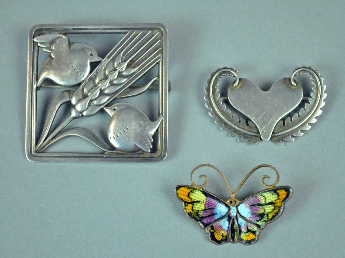 (3) STERLING PINS - GEORG JENSEN & DAVID ANDERSON (1 of 2)