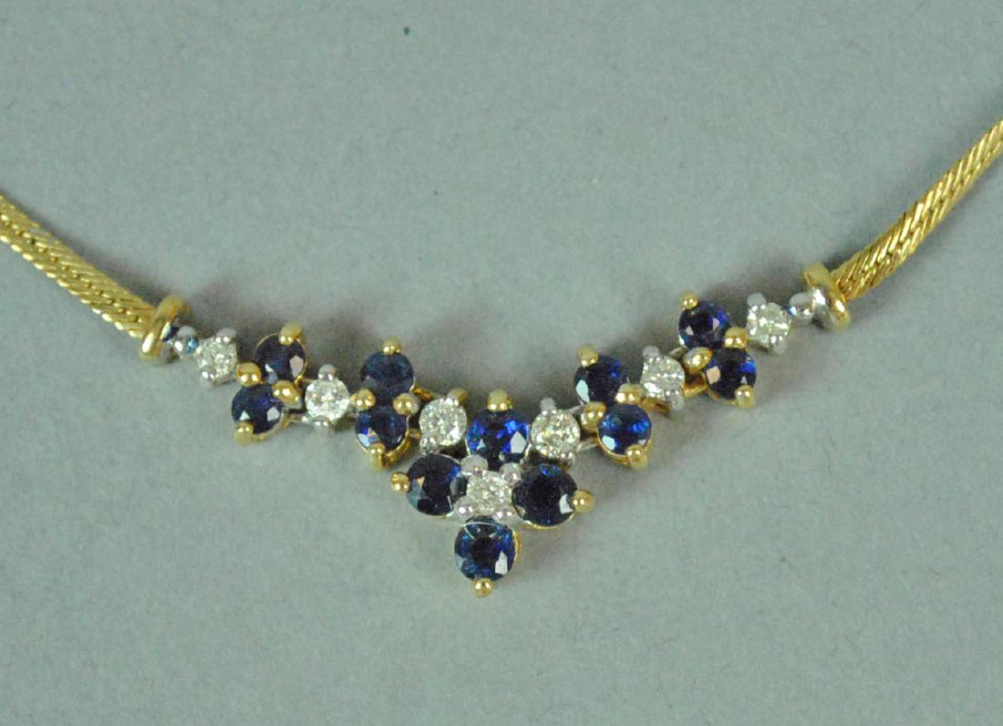 14K DIAMOND & SAPPHIRE CHEVRON NECKLACE (1 of 3)