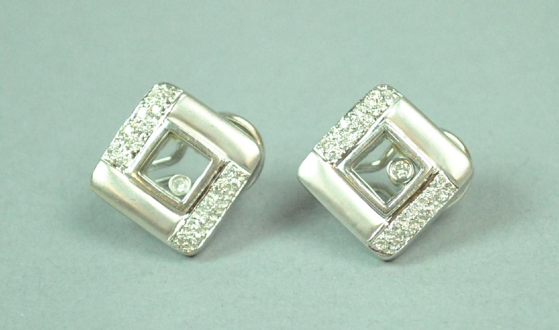 PAIR 18K FLOATING DIAMOND EARRINGS (1 of 2)