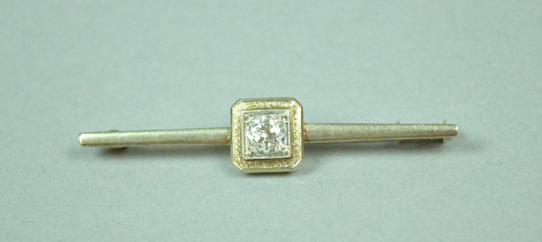 14K DIAMOND BAR PIN, 0.45CT (1 of 2)