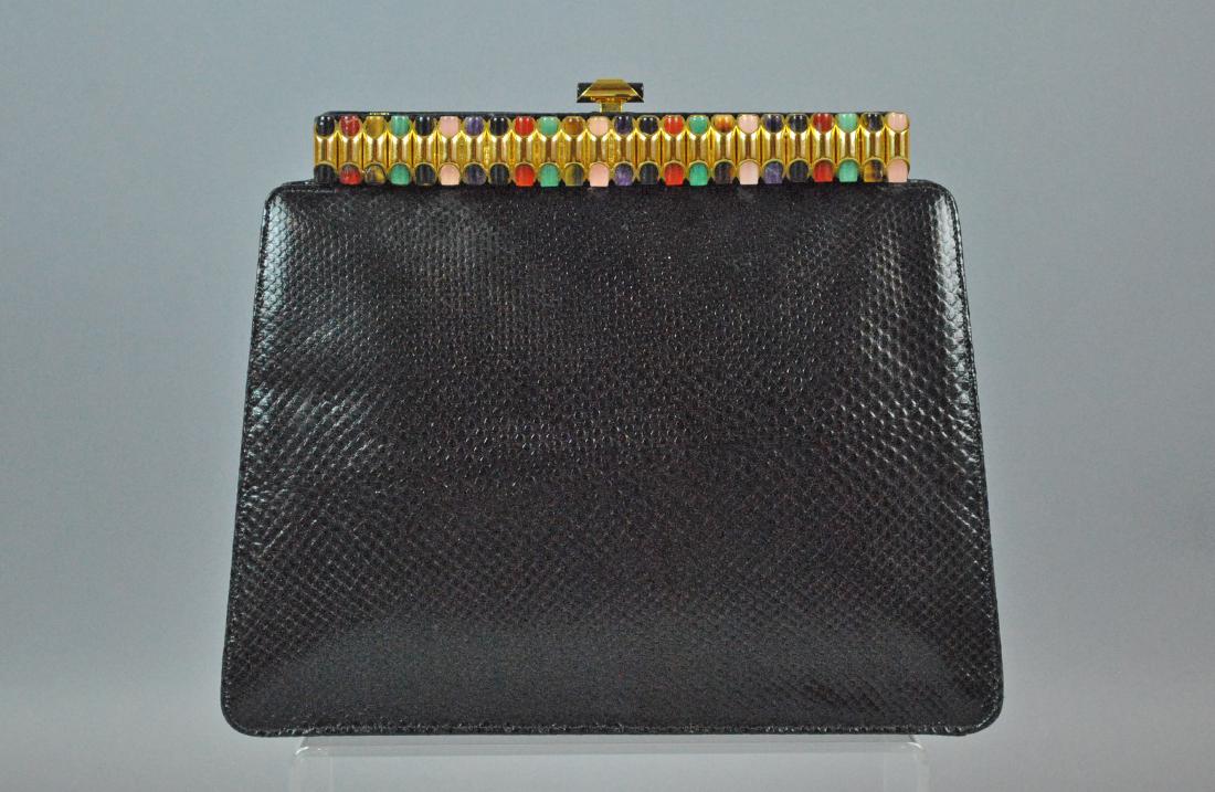 JUDITH LEIBER KARUNG BLACK CLUTCH (1 of 7)
