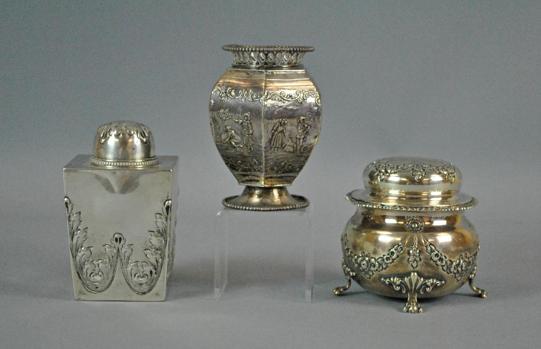 (3) SILVER VESSELS INCLUDING TEA CADDIES (1 of 1)