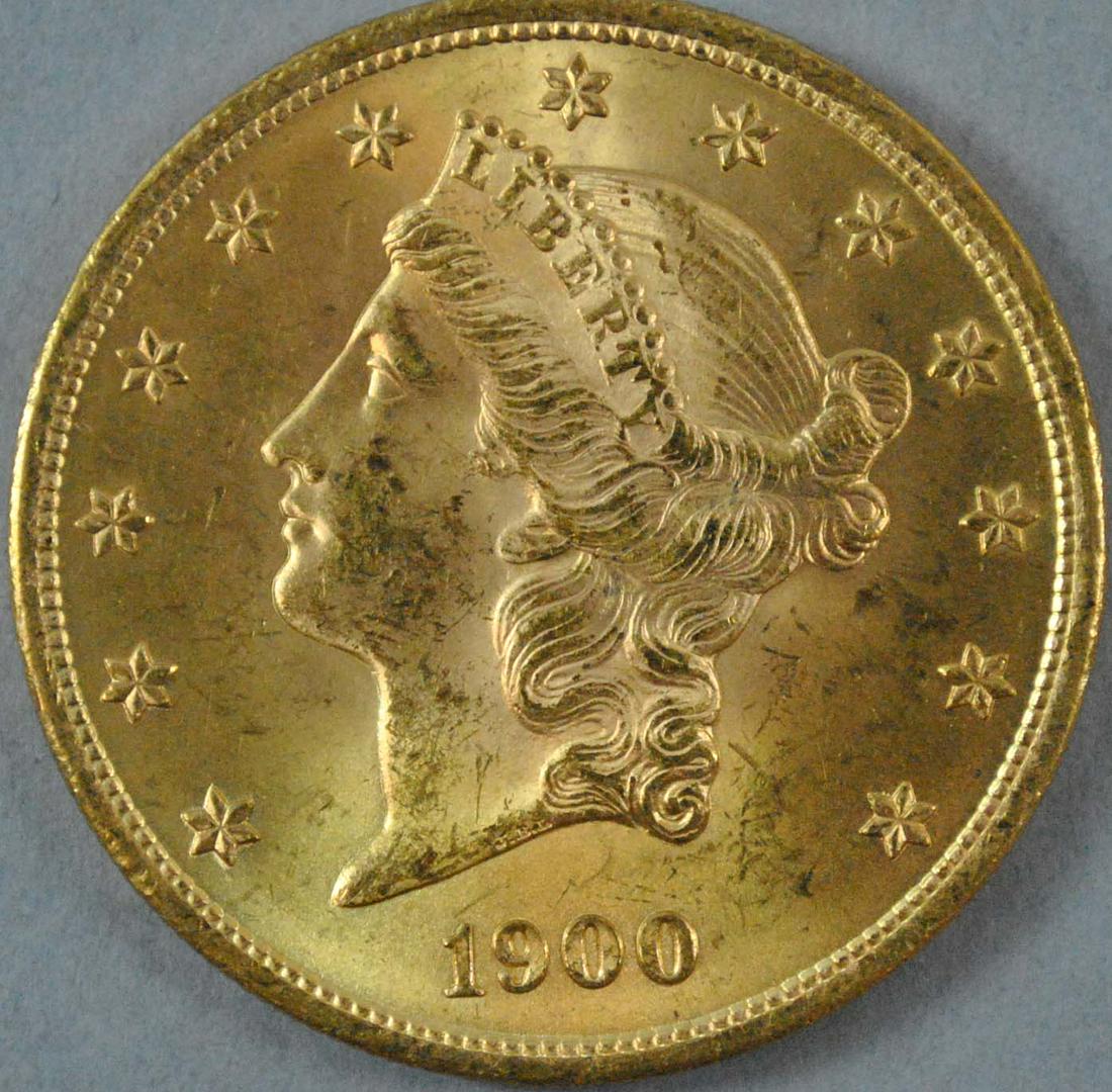 1900 $20 DOUBLE EAGLE US GOLD COIN (1 of 2)
