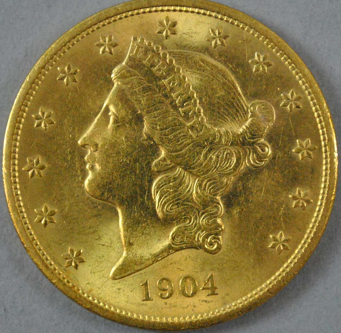 1904 $20 DOUBLE EAGLE US GOLD COIN (1 of 2)