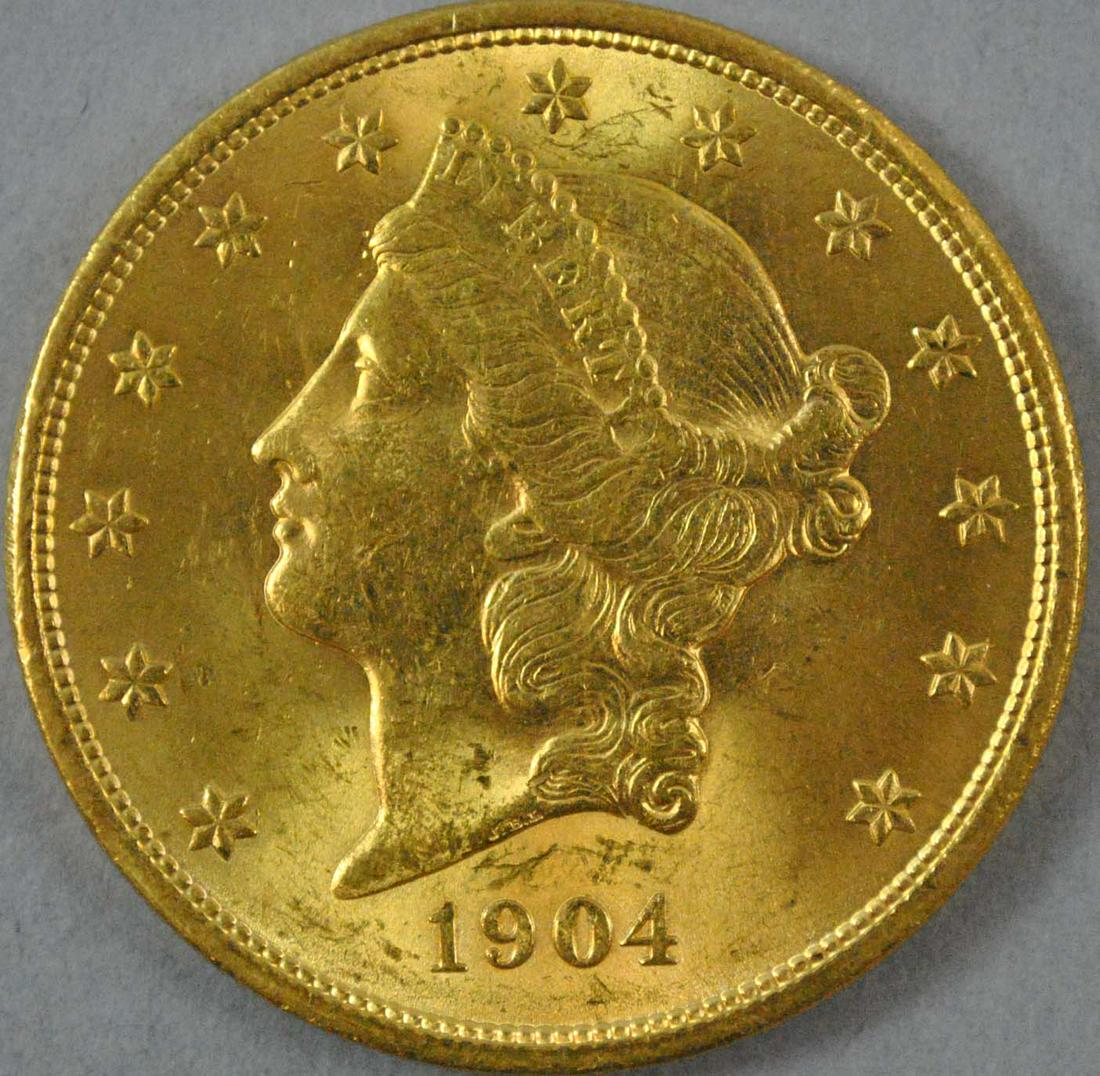 1904 $20 DOUBLE EAGLE US GOLD COIN (1 of 2)