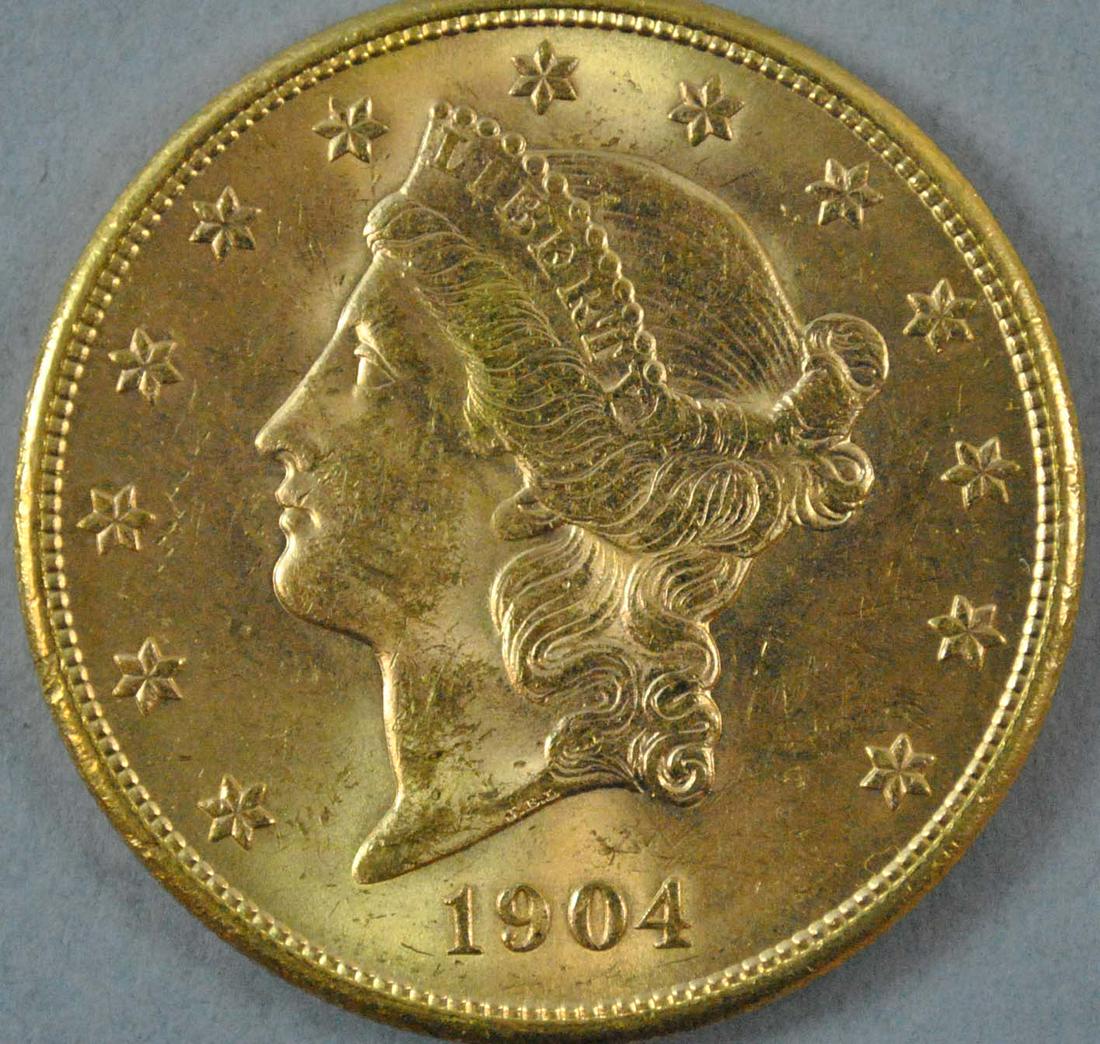 1904-S $20 DOUBLE EAGLE US GOLD COIN (1 of 2)