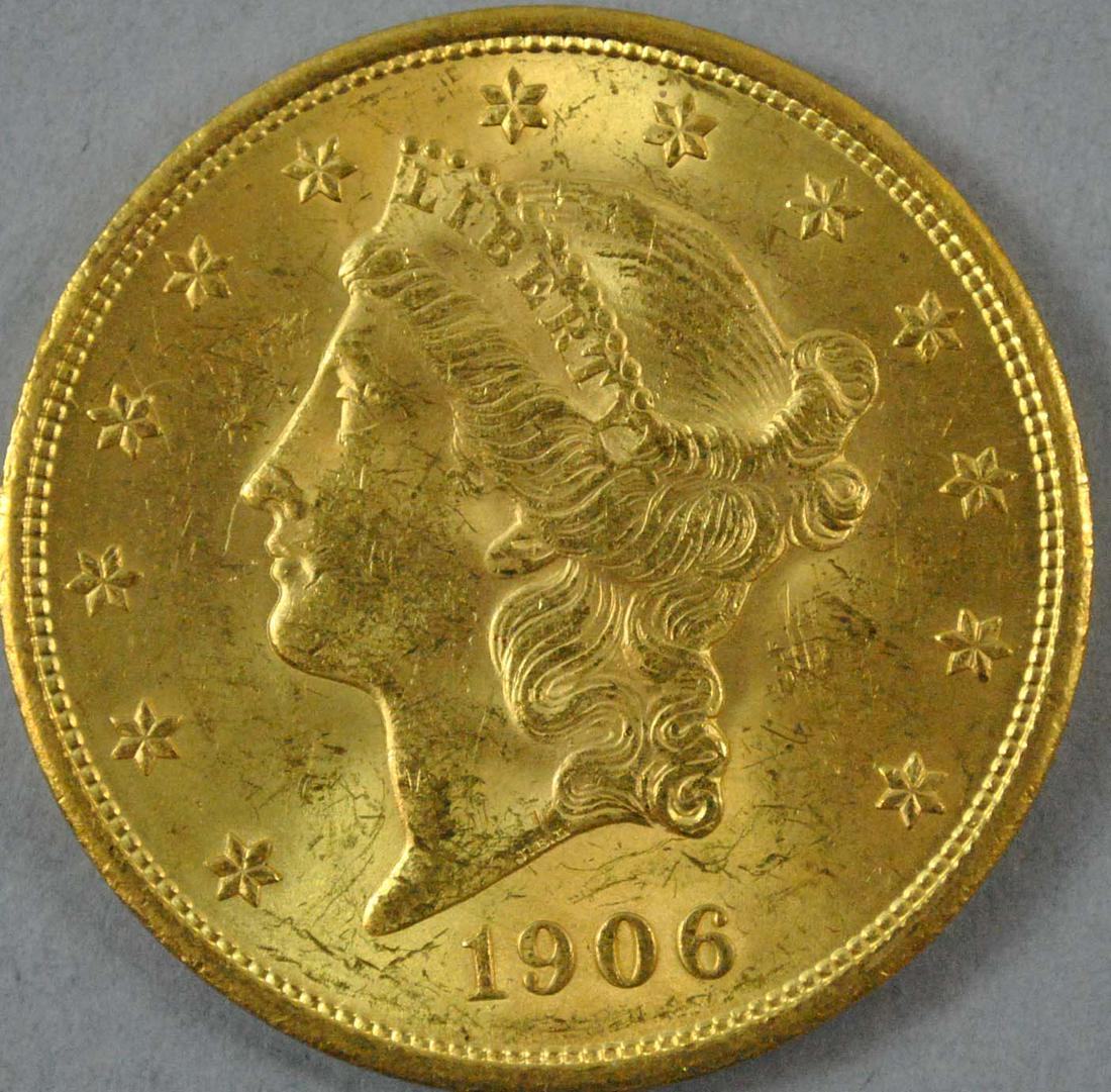 1906-D $20 DOUBLE EAGLE US GOLD COIN (1 of 2)