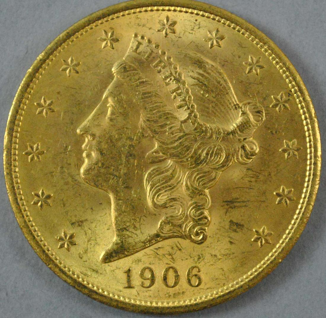 1906-D $20 DOUBLE EAGLE US GOLD COIN (1 of 2)