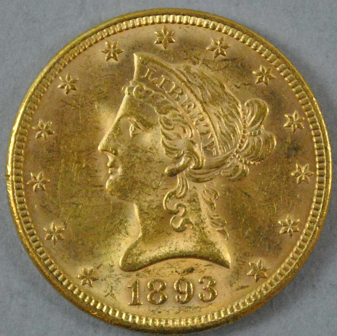 1893 $10 EAGLE US GOLD COIN (1 of 2)