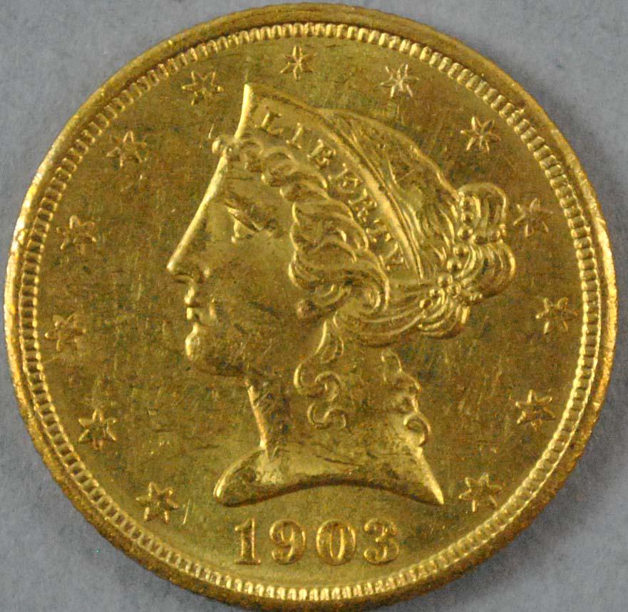 1903-S $5 HALF EAGLE US GOLD COIN (1 of 2)