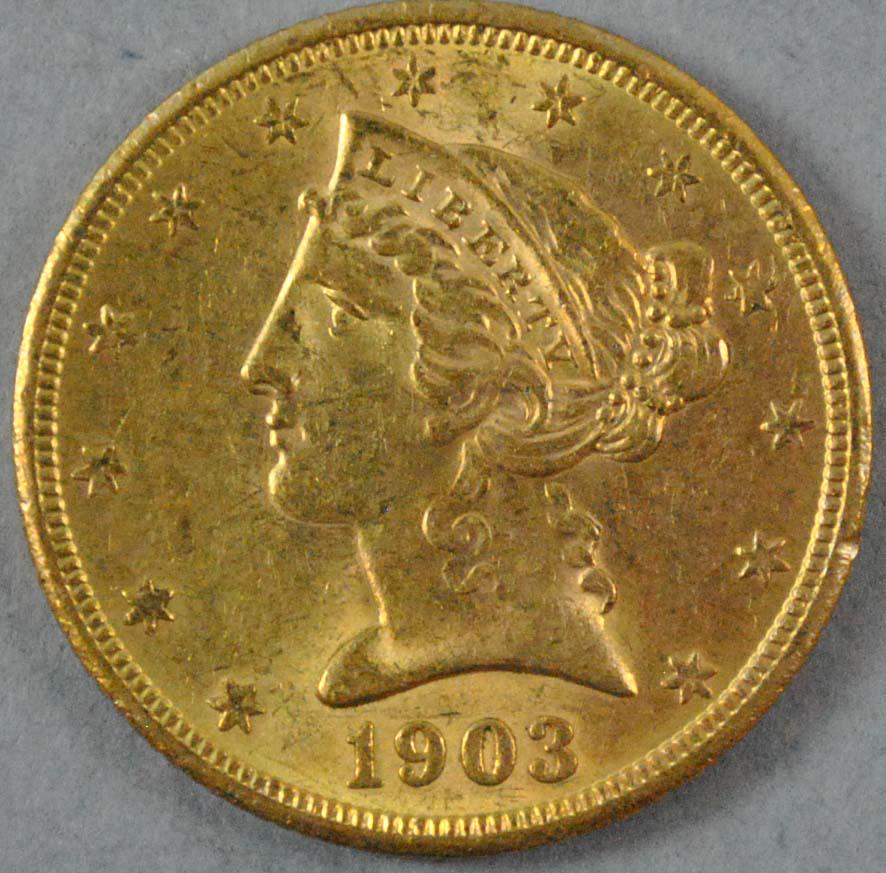 1903-S $5 HALF EAGLE US GOLD COIN (1 of 2)