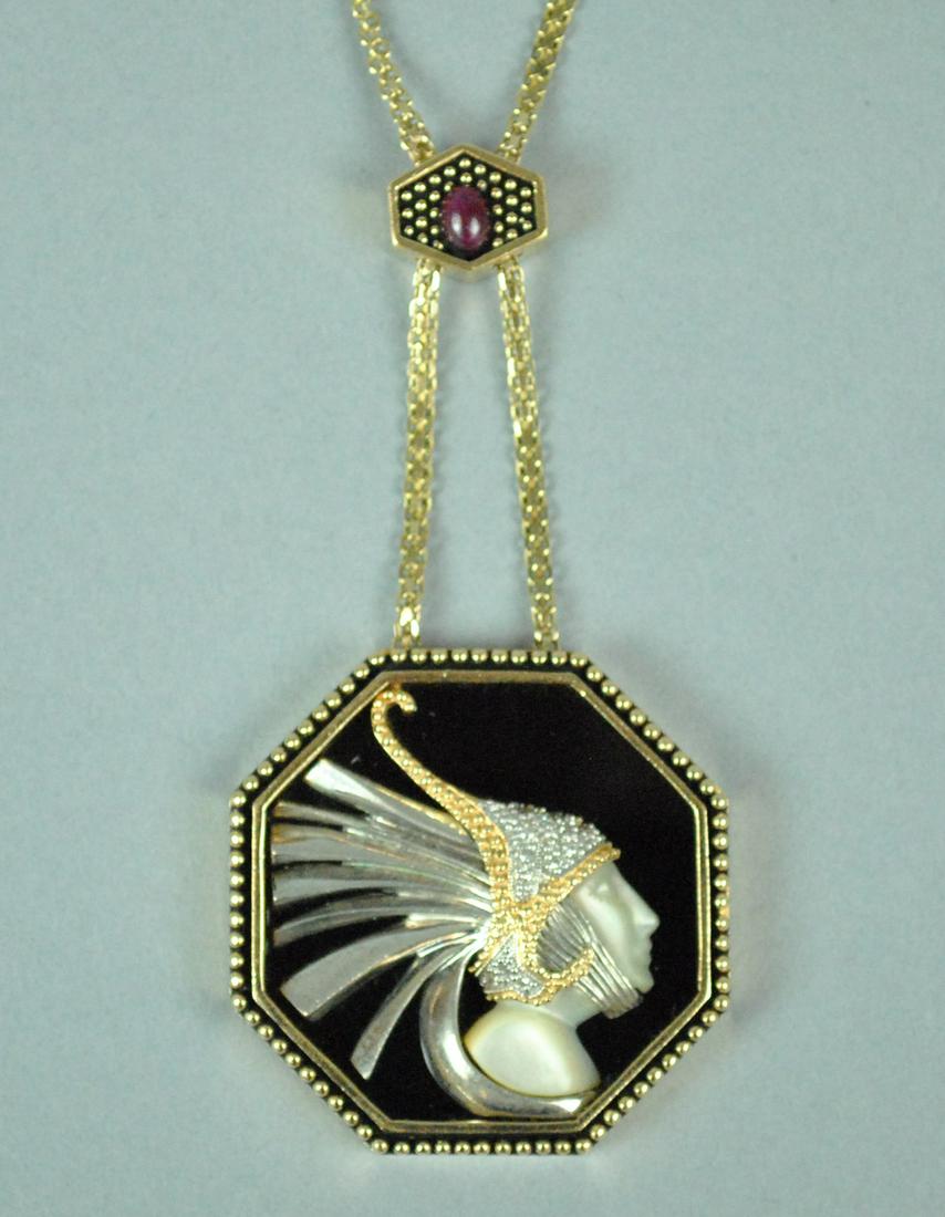 ERTE GOLD & SILVER ONYX FIREFLIES NECKLACE (1 of 3)
