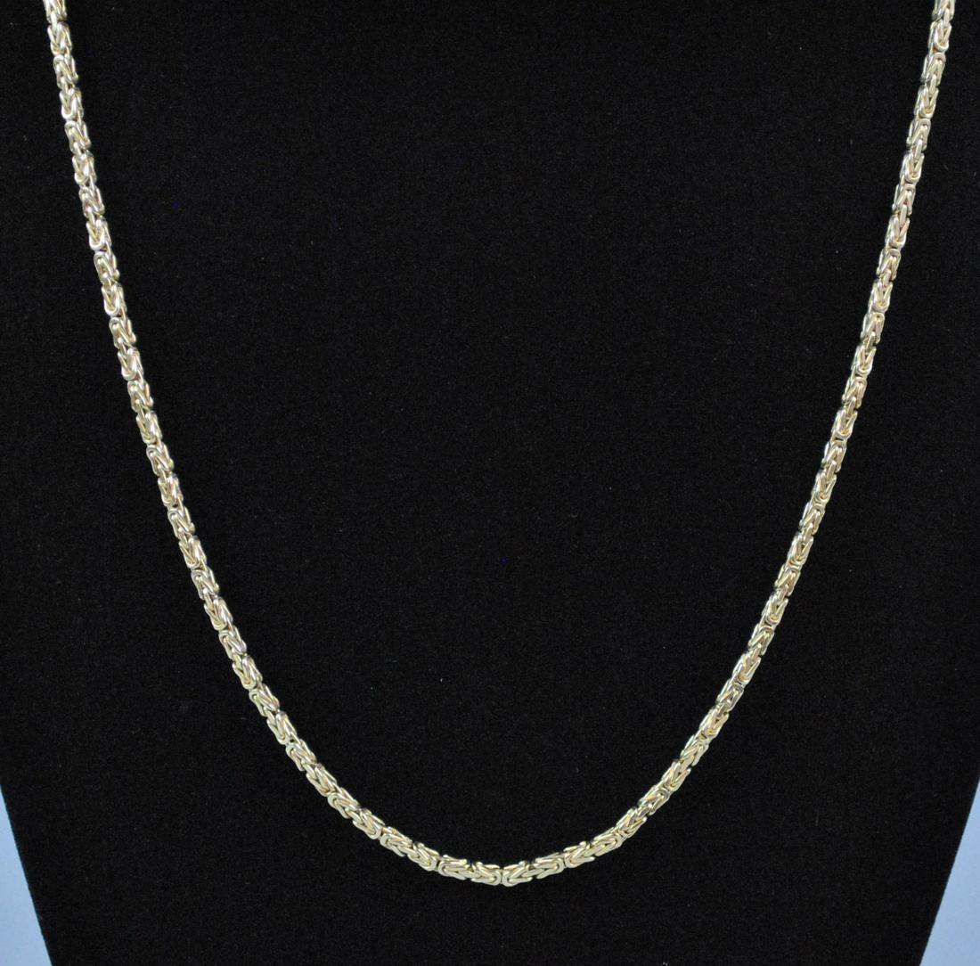 14K ITALIAN BYZANTINE NECKCHAIN, 35.7GMS.: 14K ITALIAN BYZANTINE NECKCHAIN, 35.7GMS. stamped 'Italy 14K', safety catch, 26in., 35.7gms.