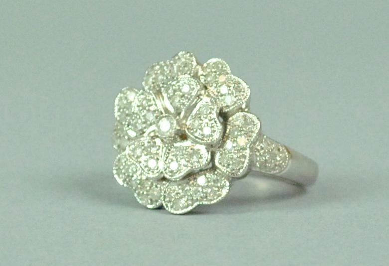 14K FLOWER FORM DIAMOND RING (1 of 4)