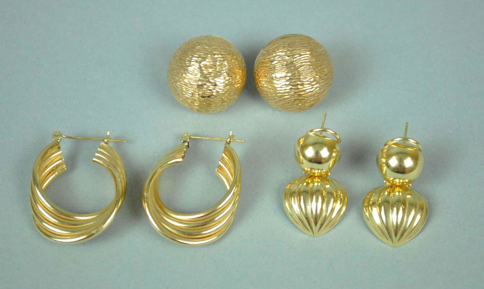 (3) PAIRS 14K HOLLOW GOLD EARRINGS (1 of 2)