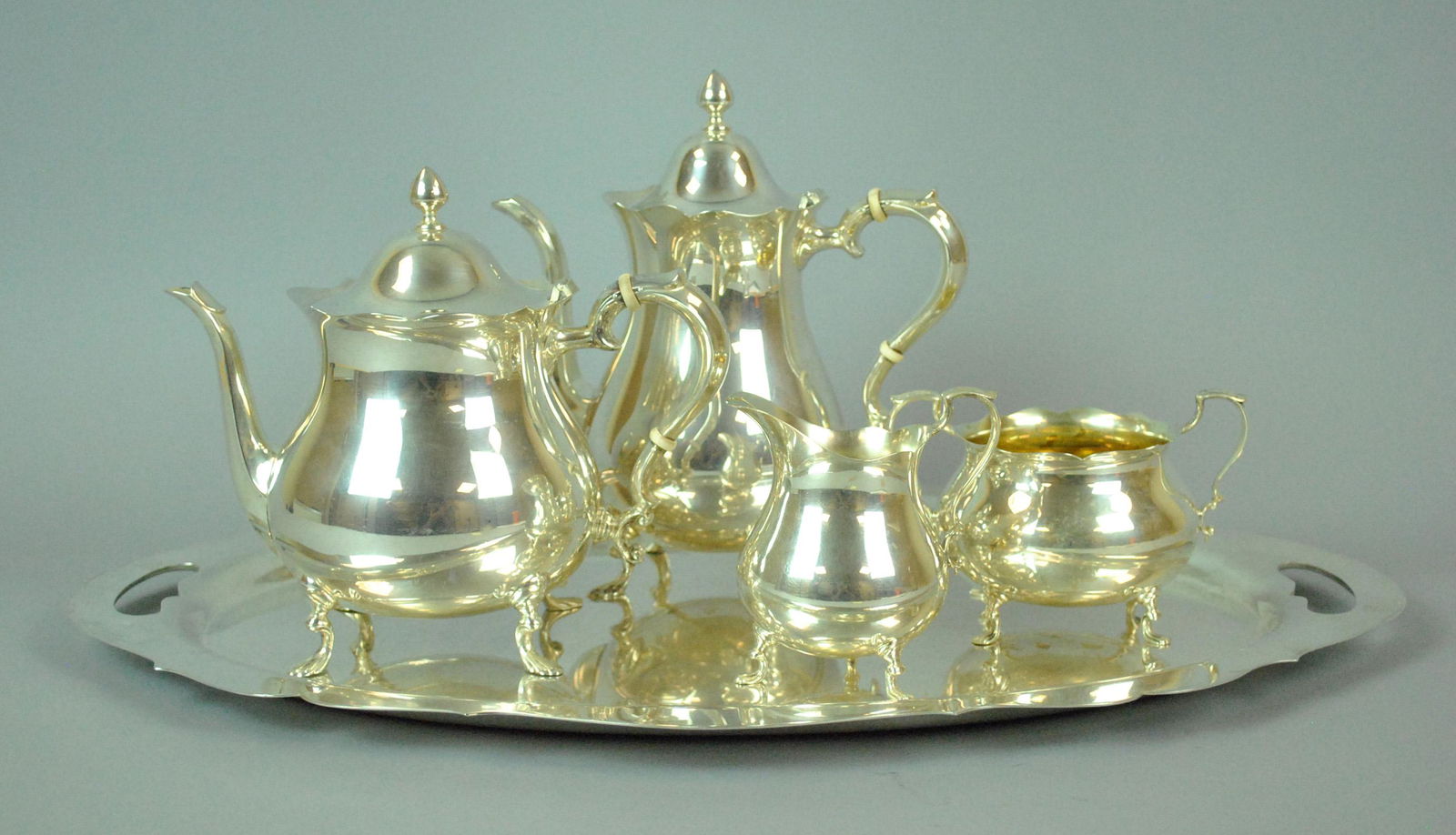 (5) PIECE POOLE STERLING TEA  & COFFEE SERVICE (1 of 1)