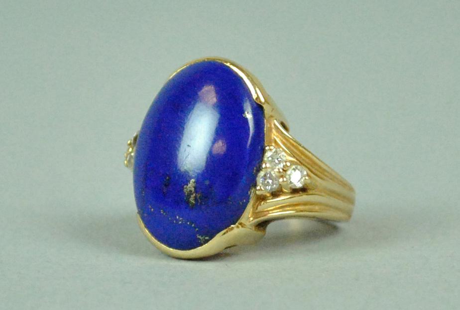 14K LAPIS & DIAMOND DINNER RING (1 of 4)