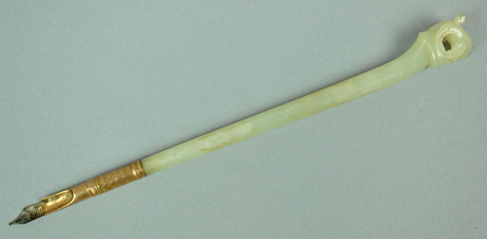 CHINESE CARVED WHITE JADE INK PEN (1 of 5)