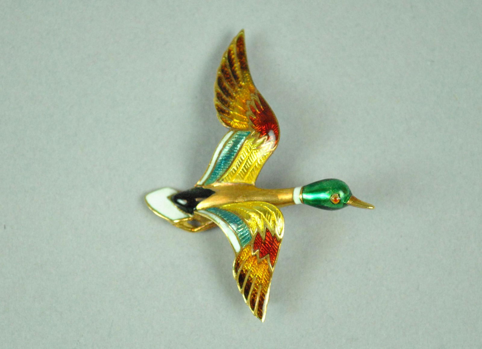 18K GOLD & ENAMELED MALLARD PIN (1 of 2)