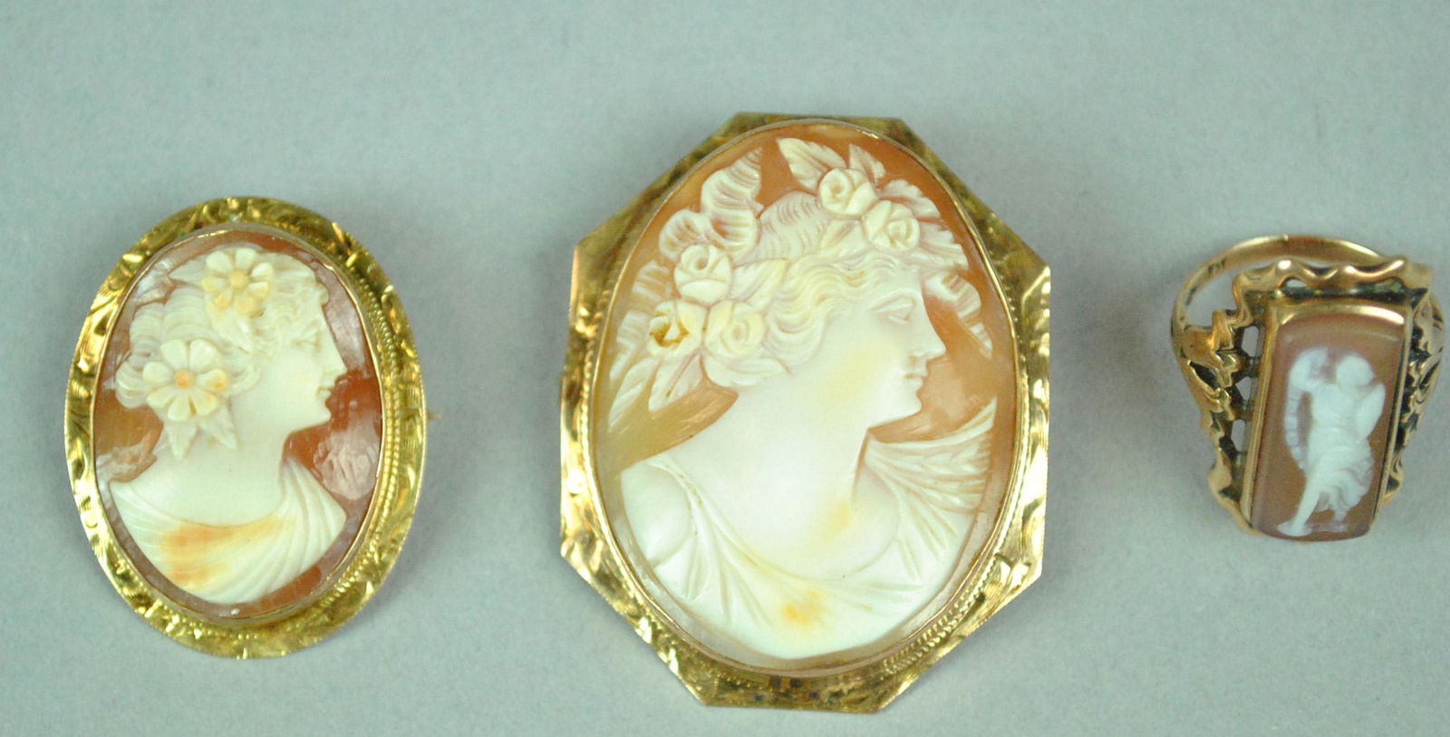 (3) PIECE 10K GOLD CAMEO GROUP (1 of 5)