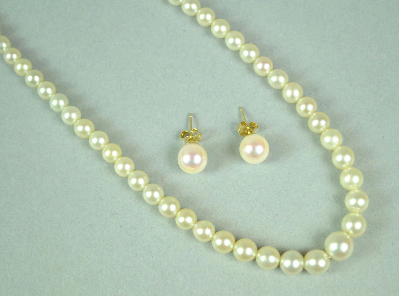 14K PEARL NECKLACE & EAR STUDS (1 of 2)