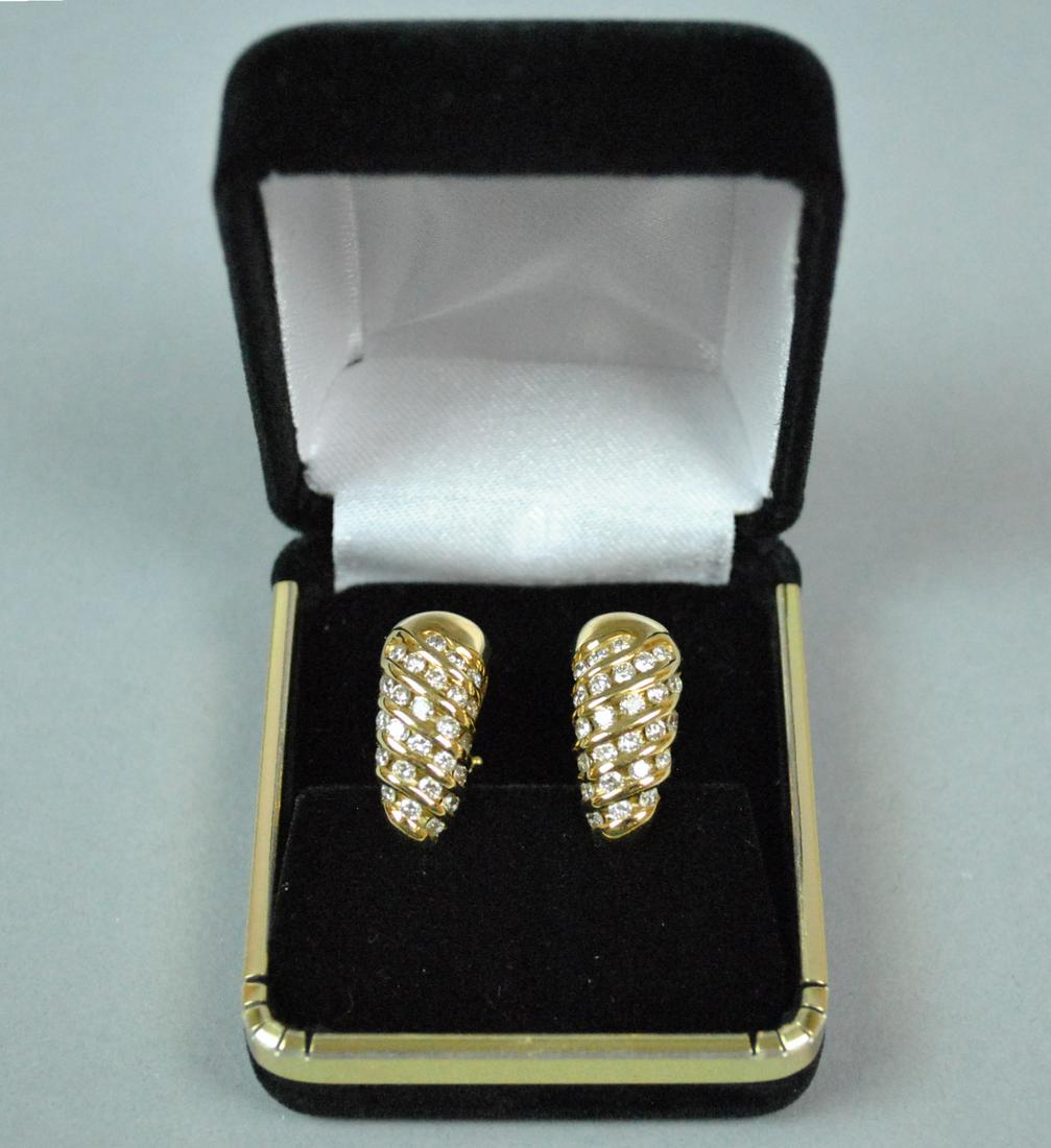 PAIR 14K DIAMOND HALF HOOP EARRINGS (1 of 2)