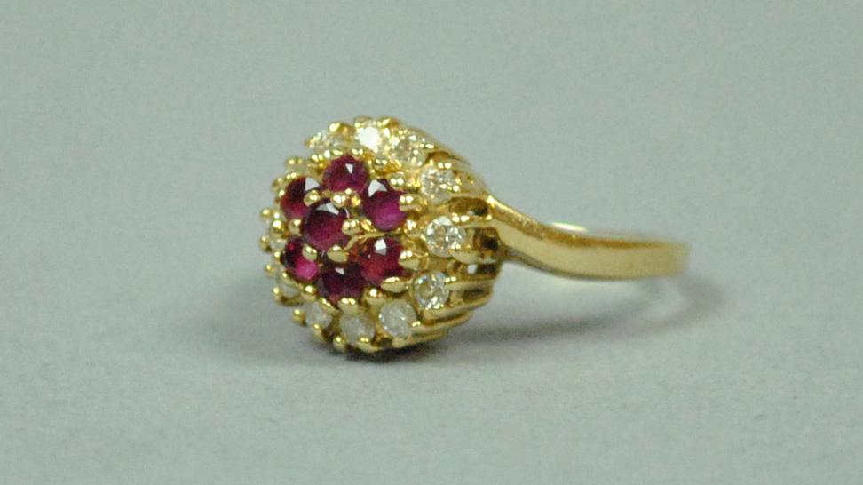14K RUBY & DIAMOND HALO RING (1 of 4)