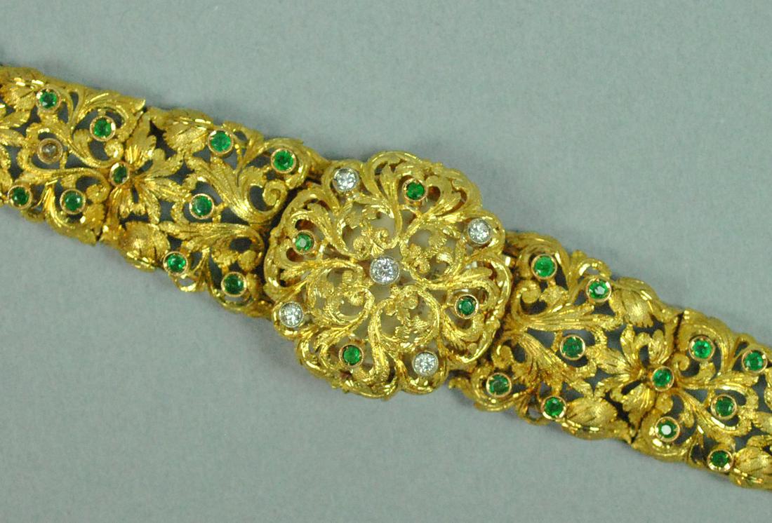 18K DIAMOND & EMERALD COVERED BRACELET WATCH (1 of 4)