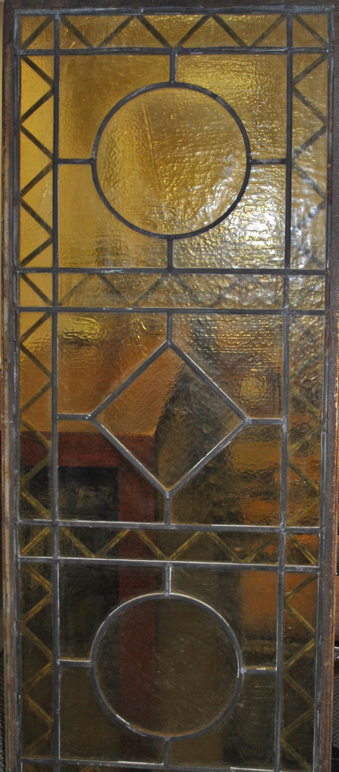 SET OF (3) ANTIQUE LEADED GLASS PANELS (1 of 9)