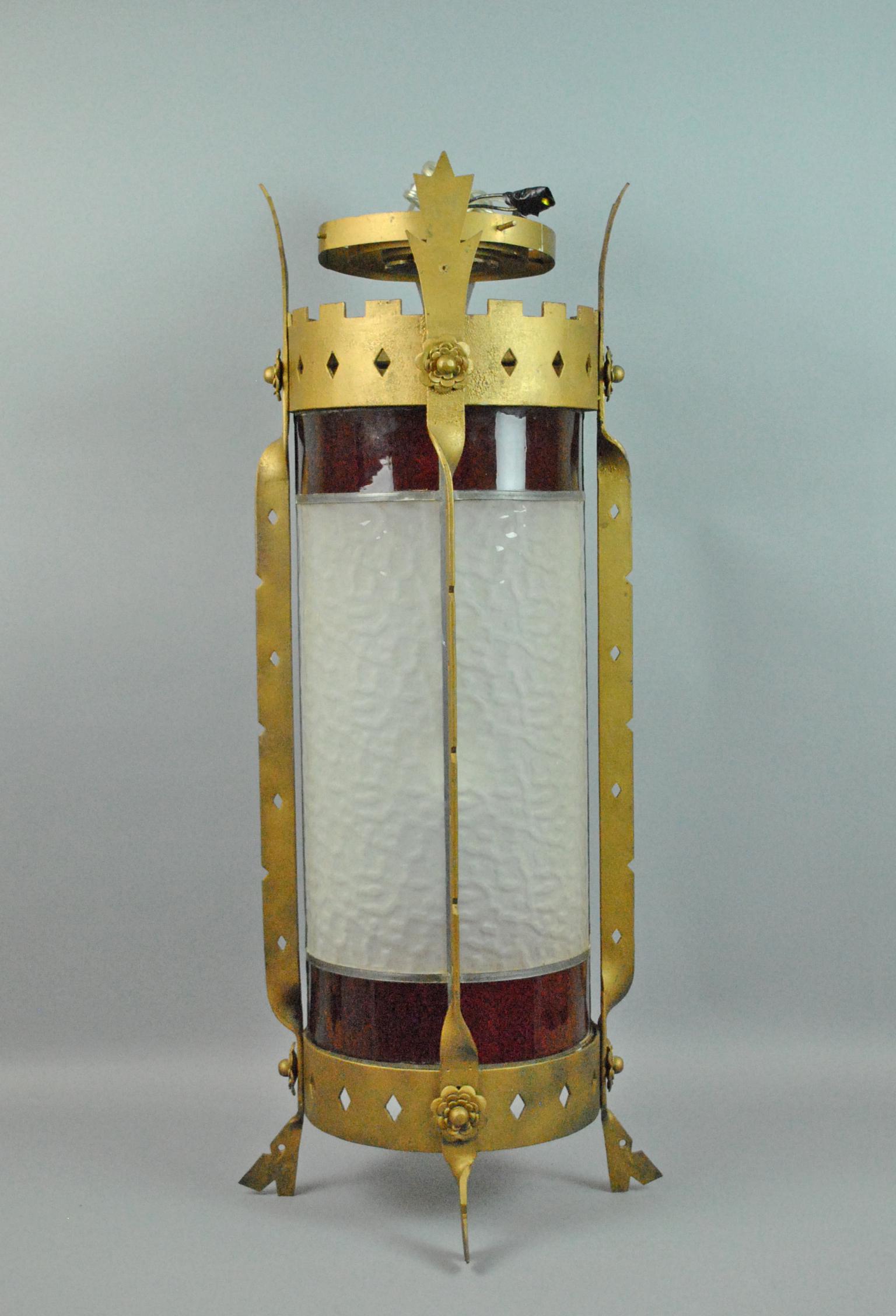 IRON & GLASS GOTHIC STYLE HANGING LIGHT FIXTURE (1 of 4)