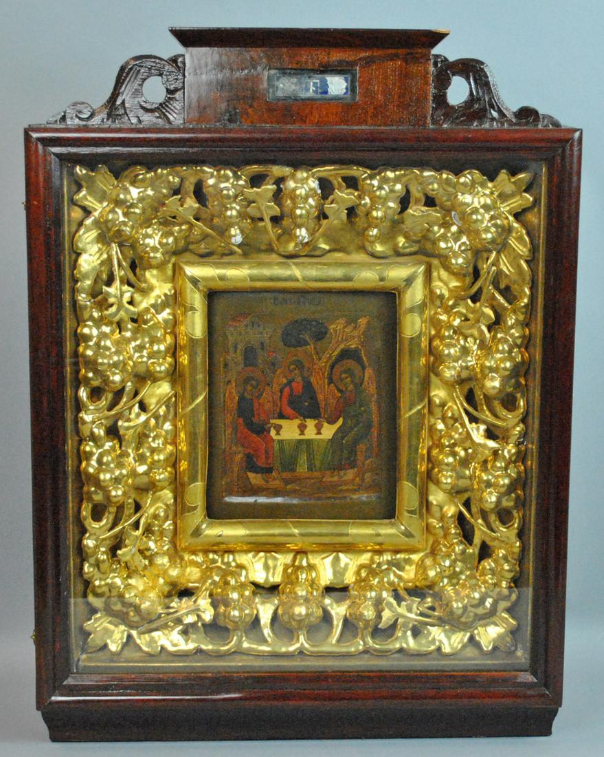 PAINTED RUSSIAN ICON PANEL - HOLY TRINITY (1 of 13)