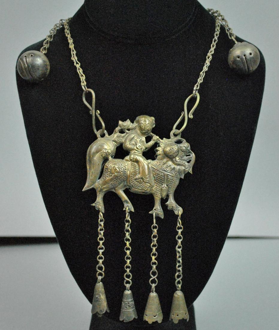 CHINESE SILVER QILIN PENDANT NECKLACE (1 of 4)