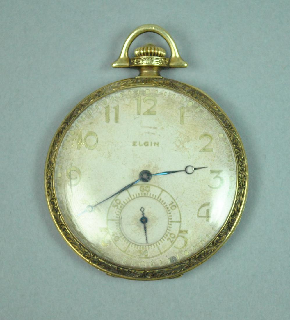 ELGIN 14K OPEN FACE POCKET WATCH (1 of 3)