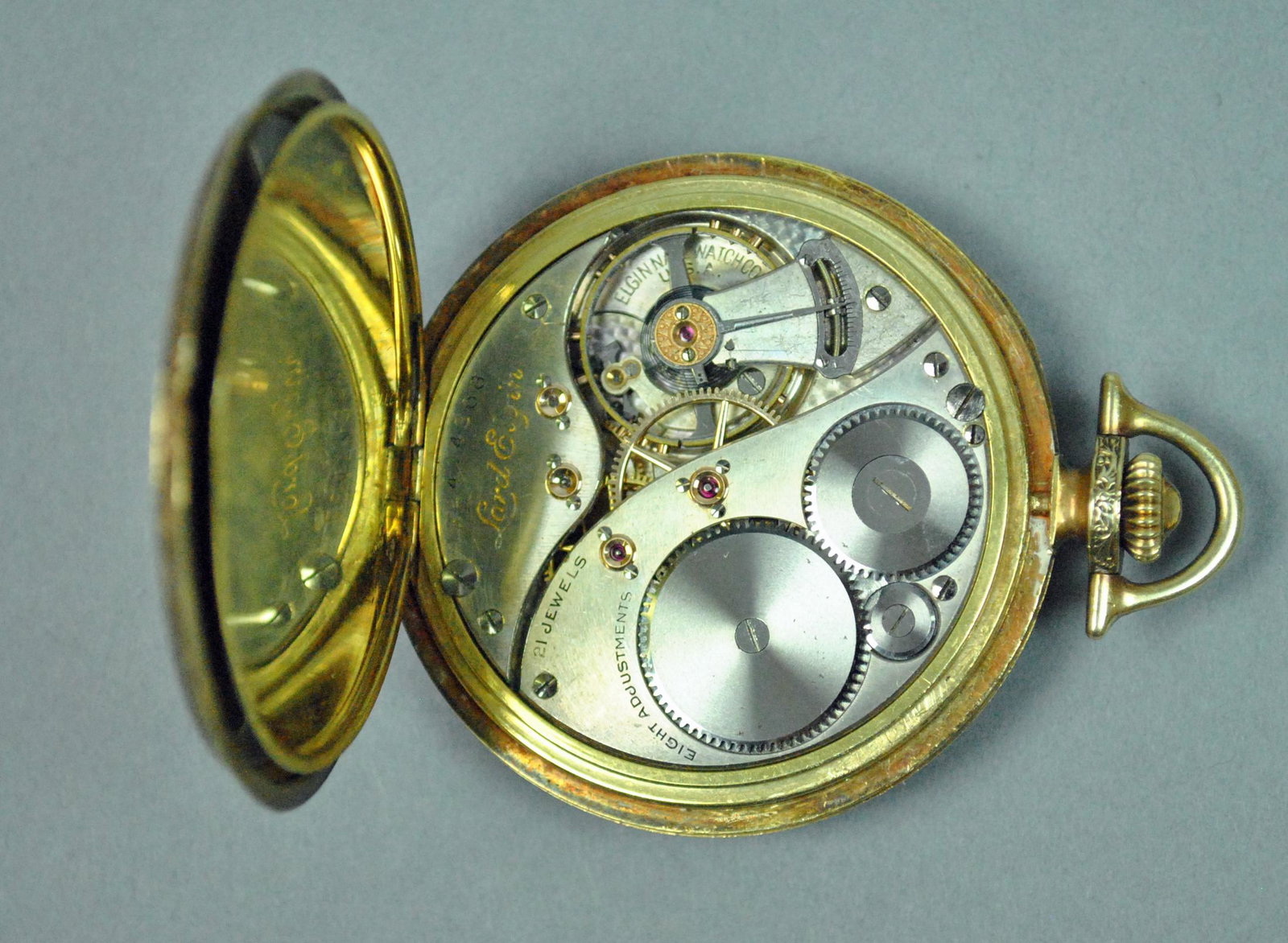 ELGIN 14K OPEN FACE POCKET WATCH - 3