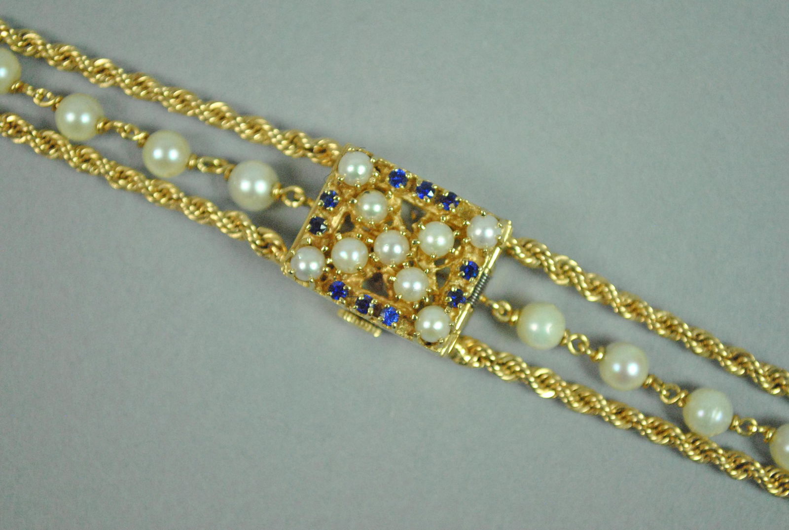 14K PEARL & SAPPHIRE COVERED BRACELET WATCH (1 of 4)