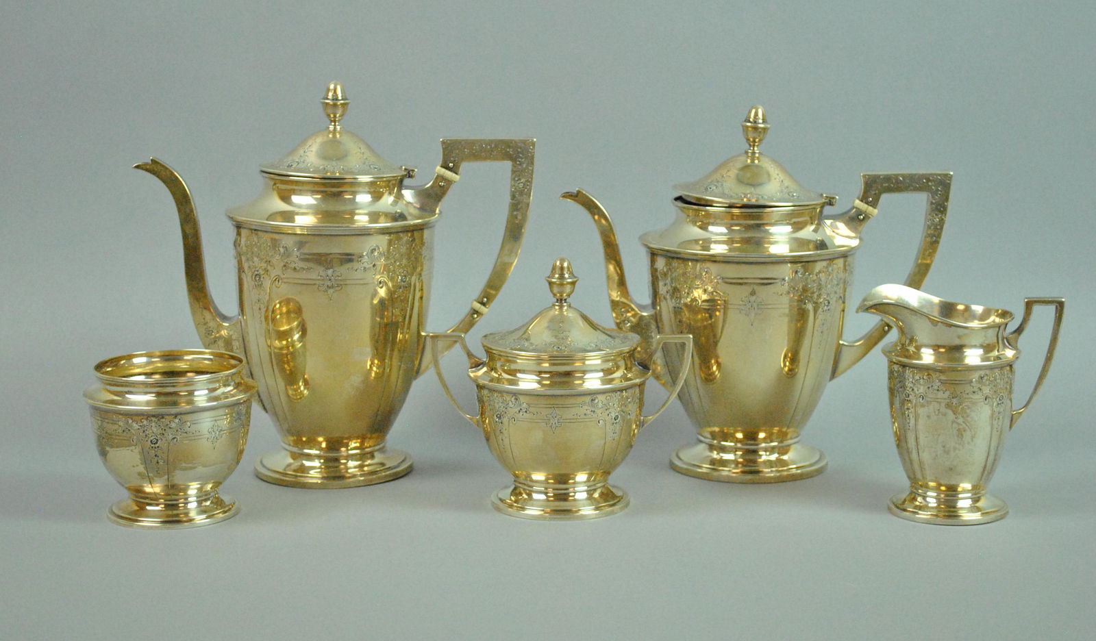 5-PIECE INTERNATIONAL SILVER COFFEE & TEA SERVICE (1 of 2)