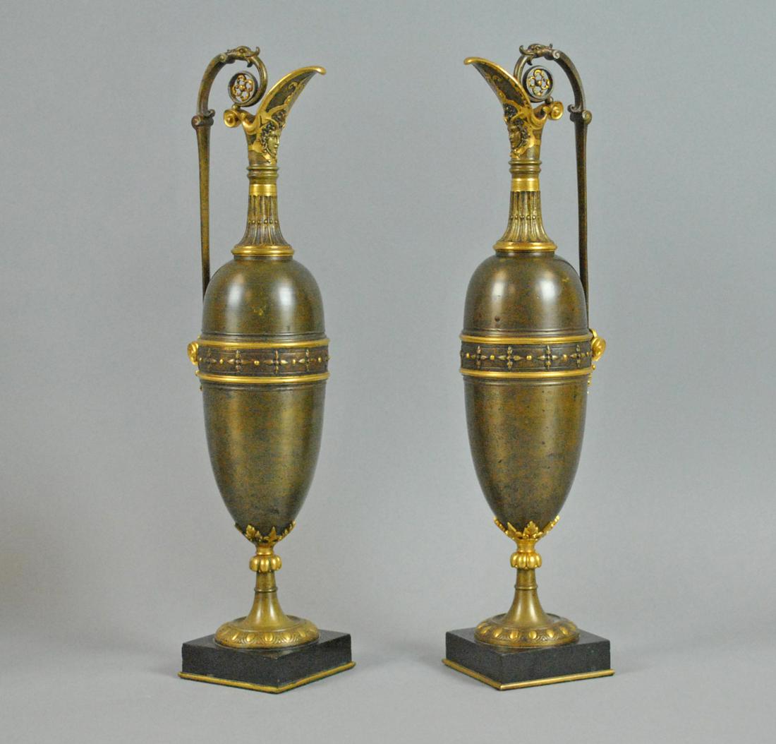 PAIR NEOCLASSICAL STYLE BRONZE EWERS (1 of 5)