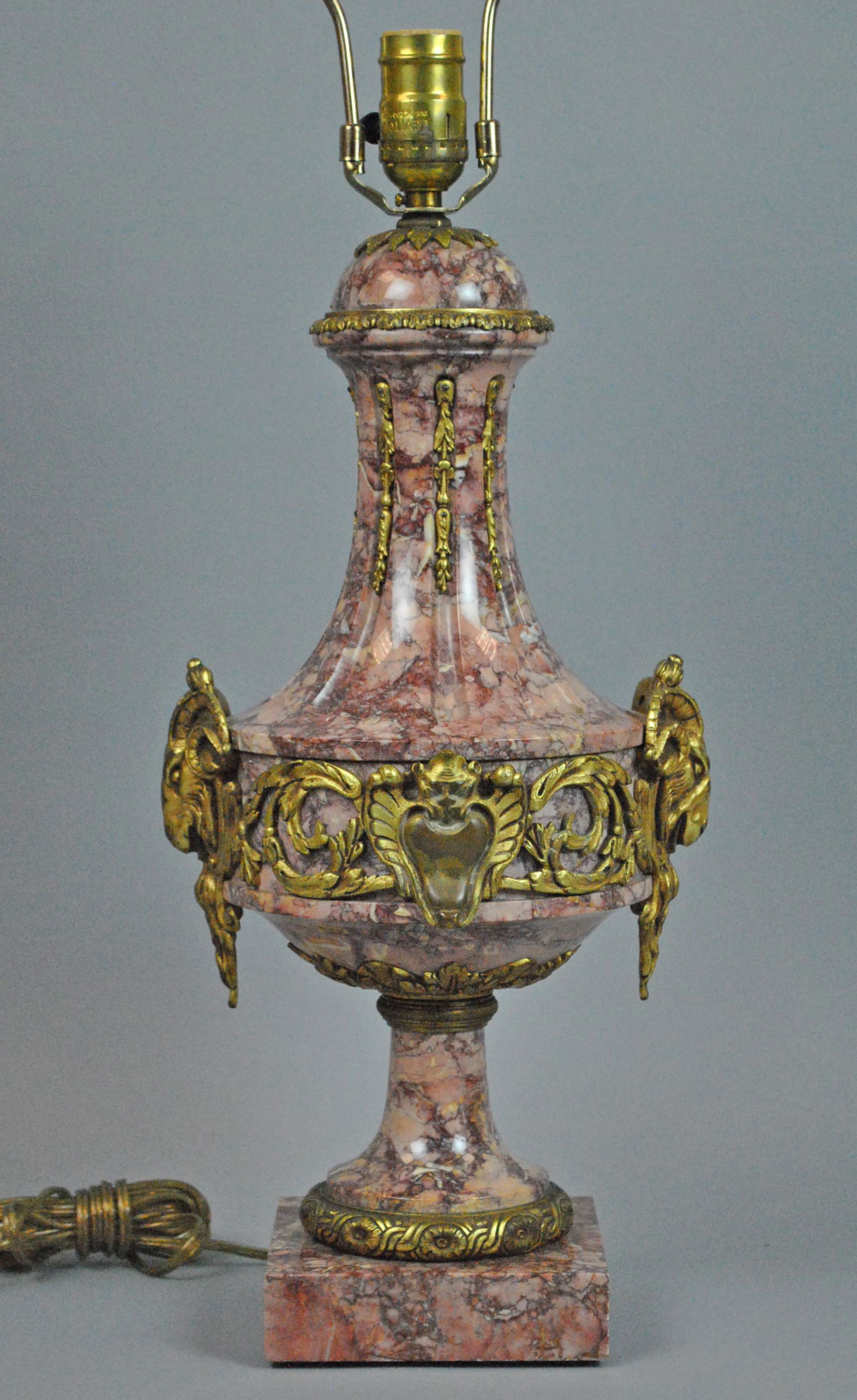 BELGIAN ROUGE MARBLE & BRONZE LAMP (1 of 6)