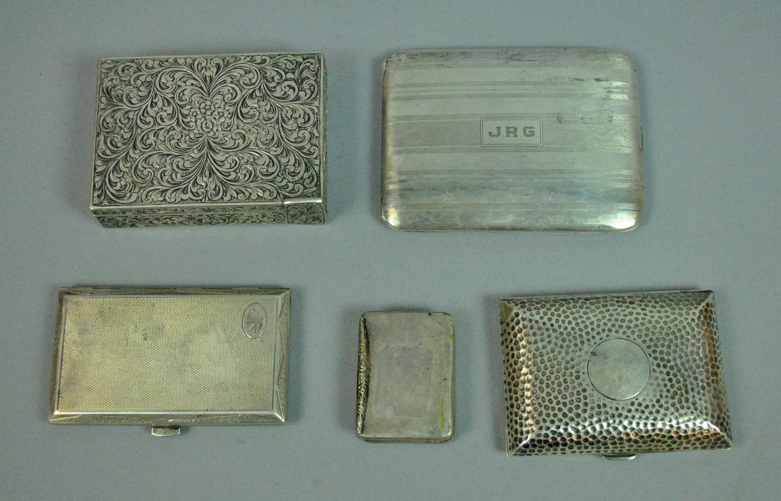 (5) PIECE VINTAGE SILVER SMOKING GROUP (1 of 2)