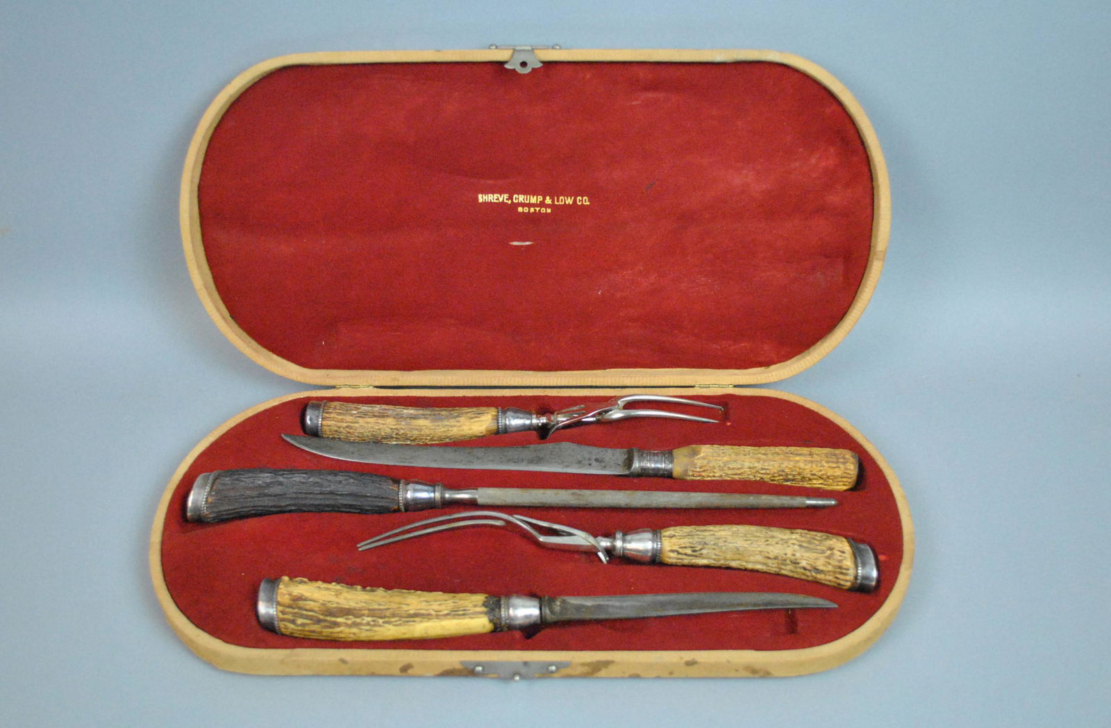 (5) PIECE ANTLER CARVING SET - SHREVE, CRUMP & LOW (1 of 4)