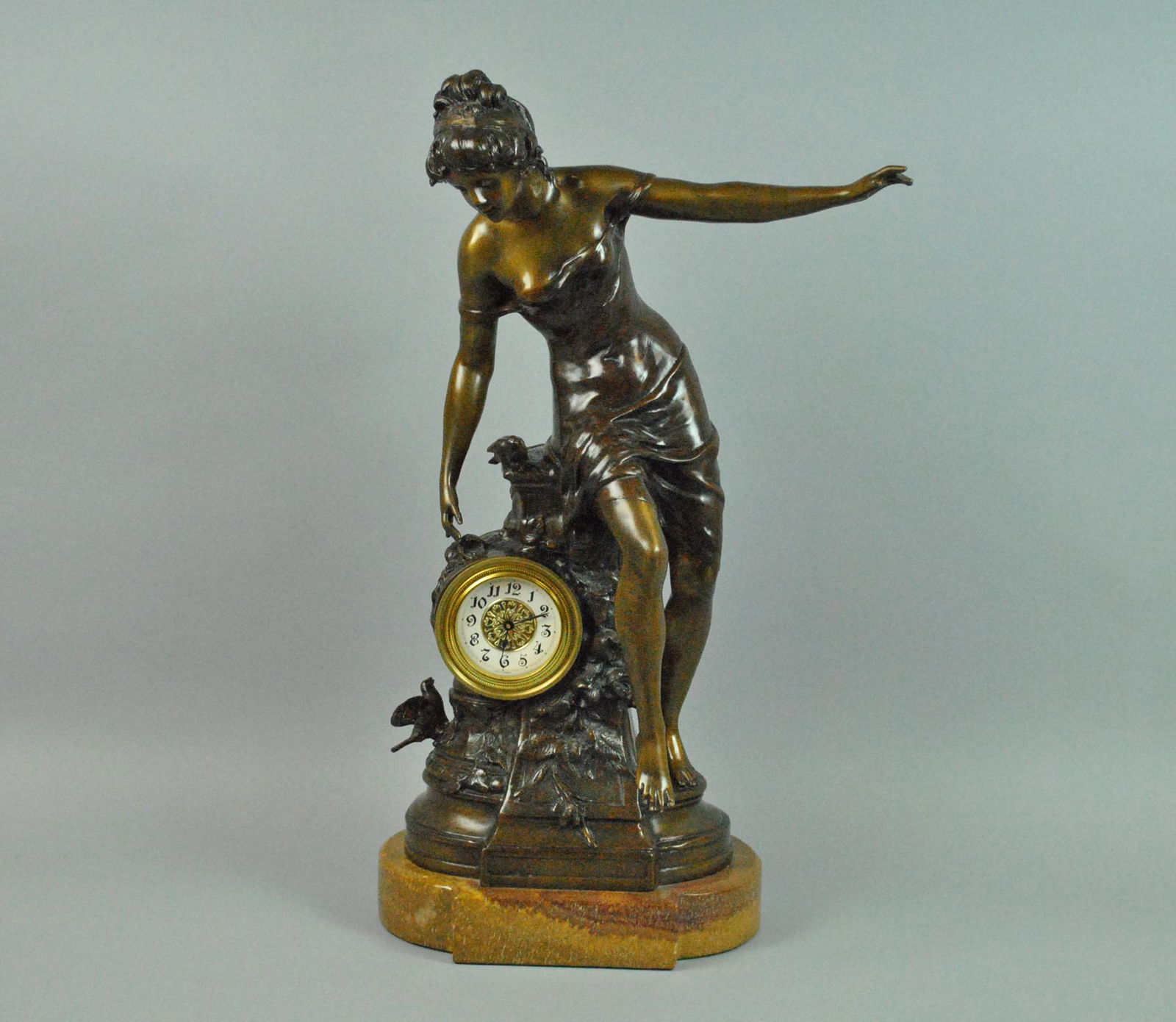 LARGE BRONZE FIGURAL CLOCK AFTER MOREAU (1 of 7)
