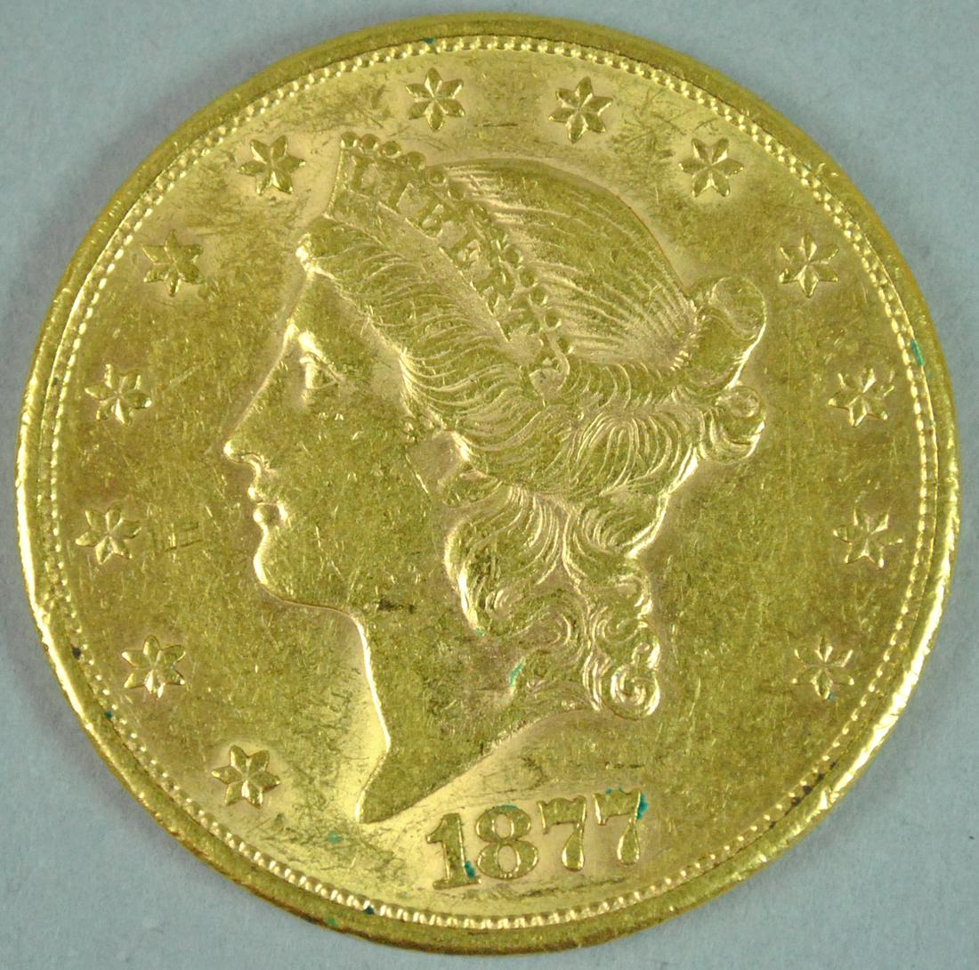 1877-S $20 DOUBLE EAGLE US GOLD COIN (1 of 2)